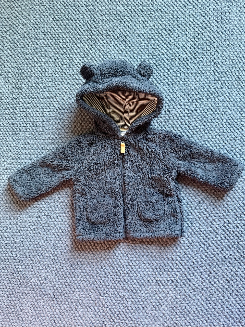 Carter's Navy Fuzzy Bear Hooded Jacket